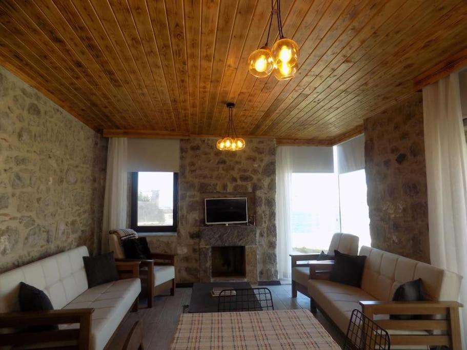 Denize Sifir Restore Edilmis Ahsap Tavan Tas Villa Bodrum